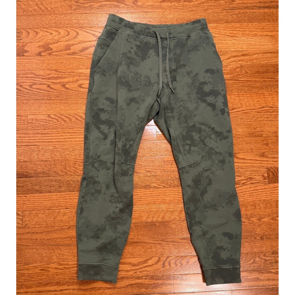 Lululemon City Sweat Jogger Pants Mens Large 28" Green Camo Activewear Sweat